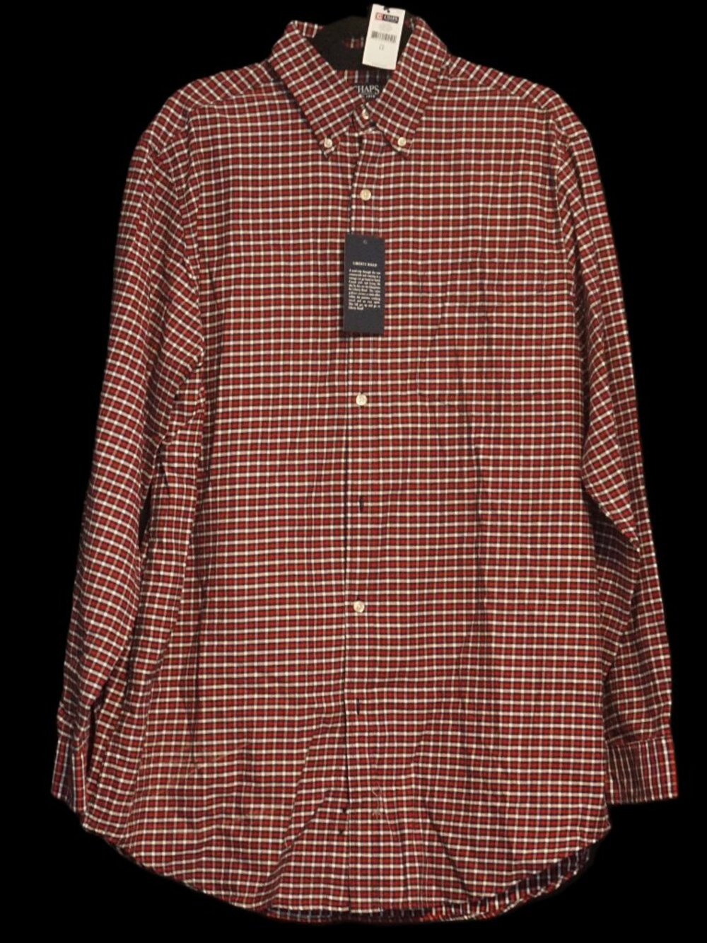Chaps Long Sleeve Oxford Plaid Button Down Men’s Large Tall